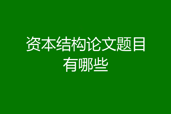 资本结构论文题目有哪些