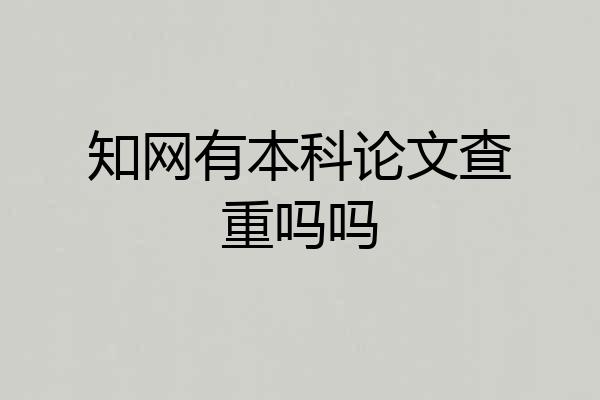 知网有本科论文查重吗吗