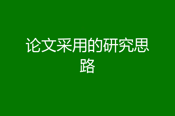 论文采用的研究思路