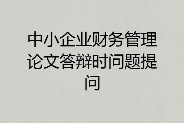 中小企业财务管理论文答辩时问题提问