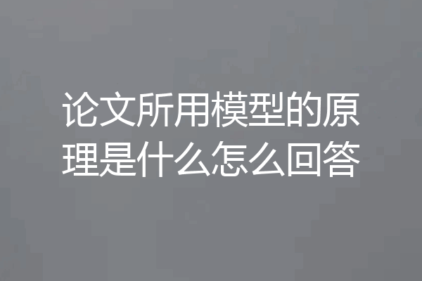 论文所用模型的原理是什么怎么回答