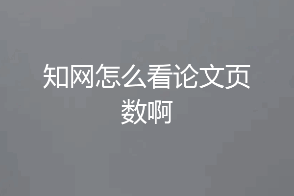 知网怎么看论文页数啊
