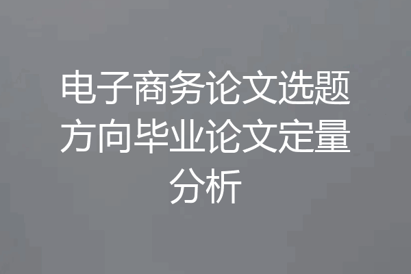 电子商务论文选题方向毕业论文定量分析