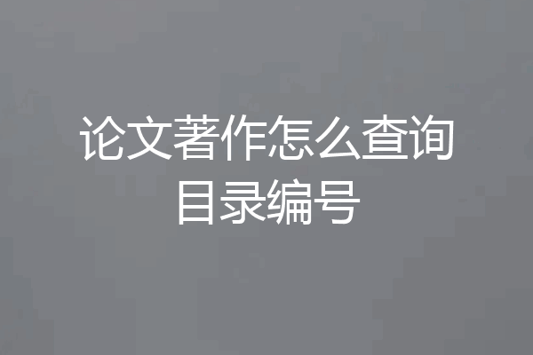 论文著作怎么查询目录编号