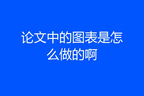 论文中的图表是怎么做的啊