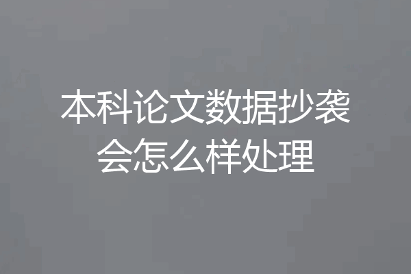 本科论文数据抄袭会怎么样处理