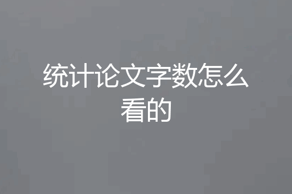 统计论文字数怎么看的