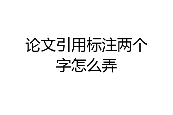 论文引用标注两个字怎么弄