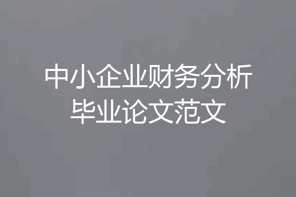 中小企业财务分析毕业论文范文