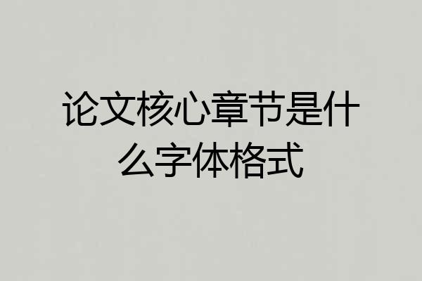 论文核心章节是什么字体格式