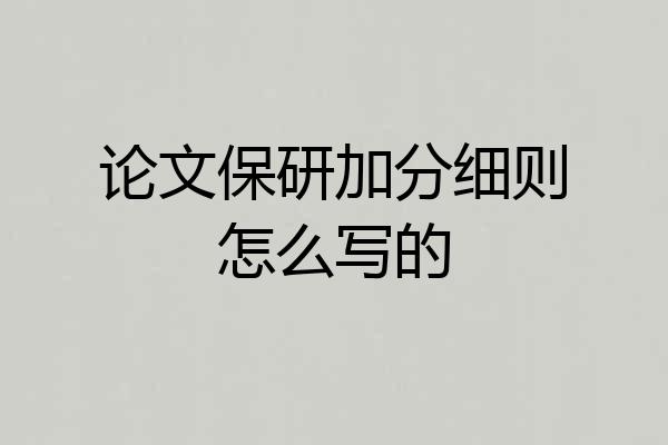 论文保研加分细则怎么写的
