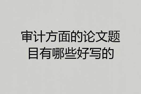 审计方面的论文题目有哪些好写的