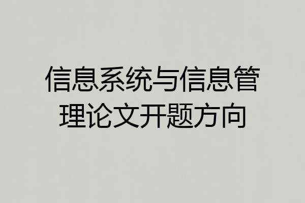信息系统与信息管理论文开题方向