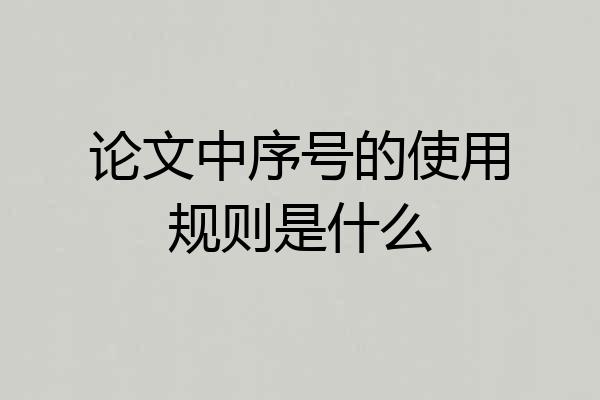 论文中序号的使用规则是什么