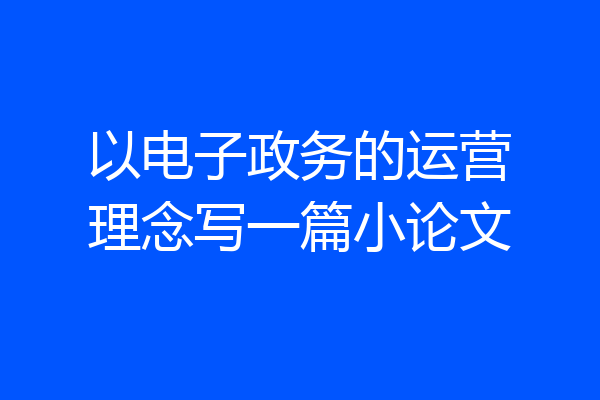 以电子政务的运营理念写一篇小论文