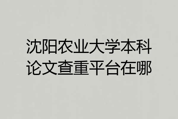 沈阳农业大学本科论文查重平台在哪