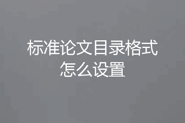 标准论文目录格式怎么设置