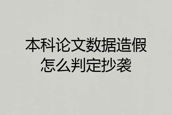本科论文数据造假怎么判定抄袭