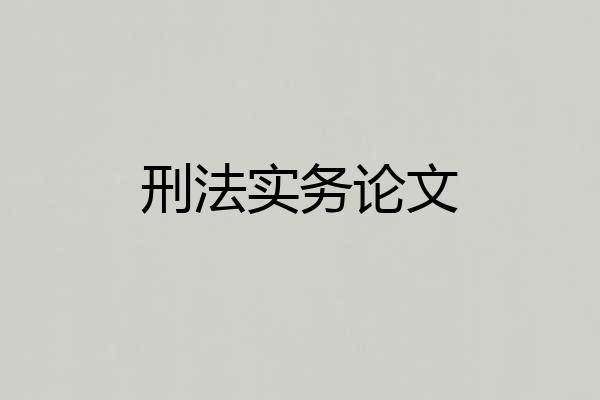 刑法实务论文