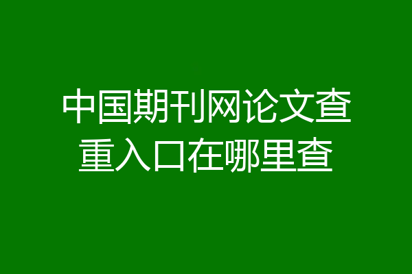 中国期刊网论文查重入口在哪里查