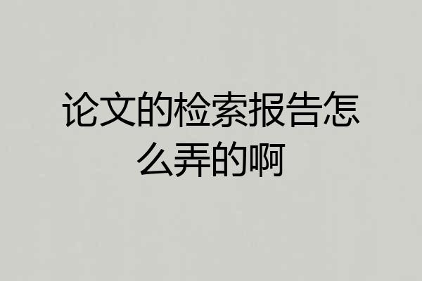 论文的检索报告怎么弄的啊