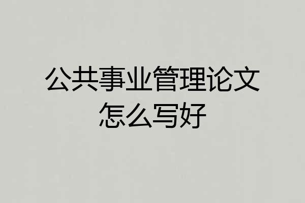 公共事业管理论文怎么写好