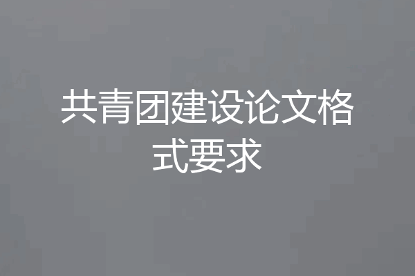 共青团建设论文格式要求