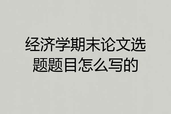 经济学期末论文选题题目怎么写的