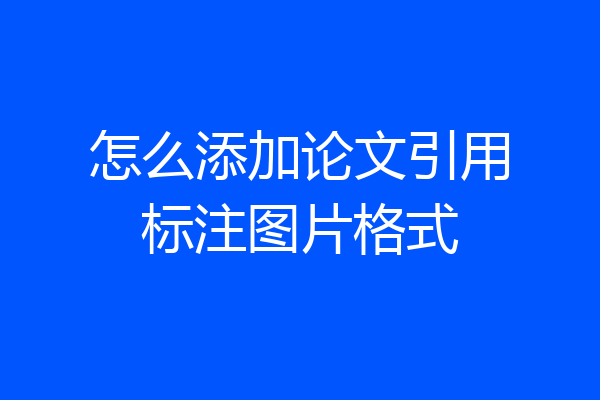 怎么添加论文引用标注图片格式