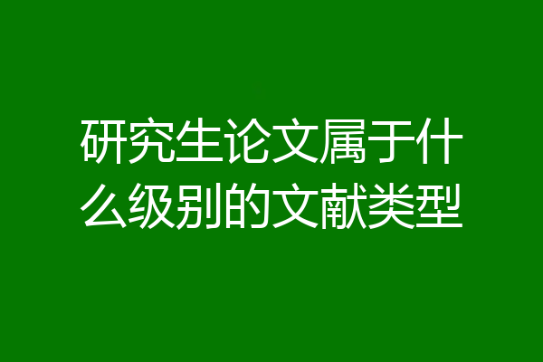研究生论文属于什么级别的文献类型