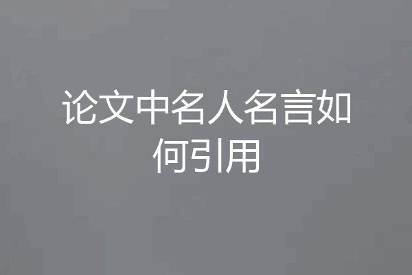 论文中名人名言如何引用