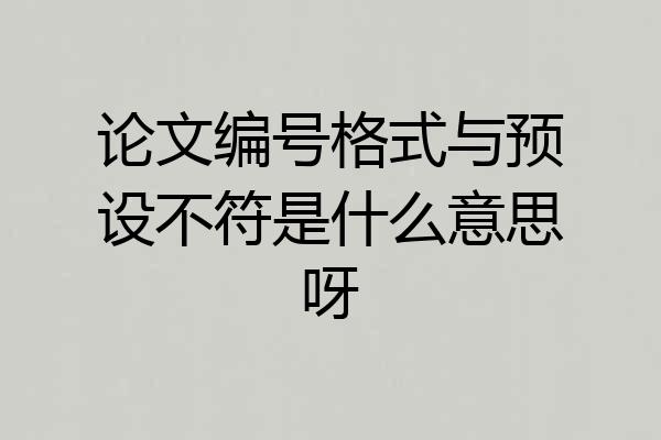 论文编号格式与预设不符是什么意思呀