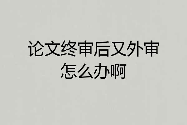 论文终审后又外审怎么办啊