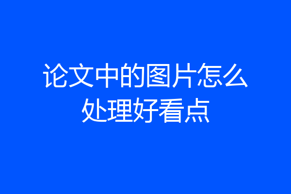 论文中的图片怎么处理好看点