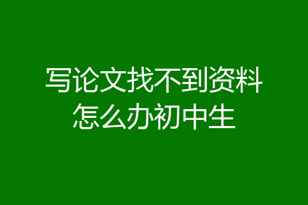 写论文找不到资料怎么办初中生