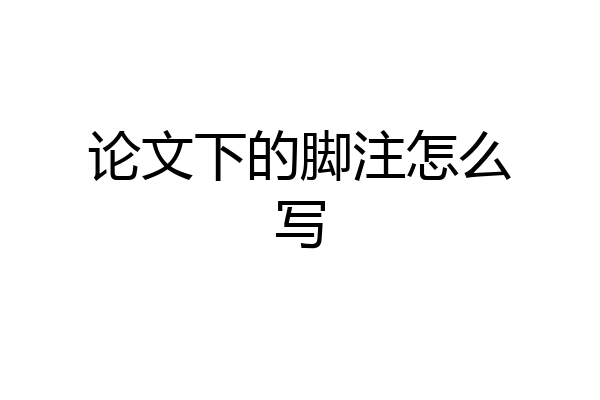 论文下的脚注怎么写