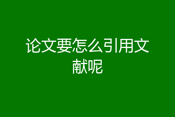 论文要怎么引用文献呢
