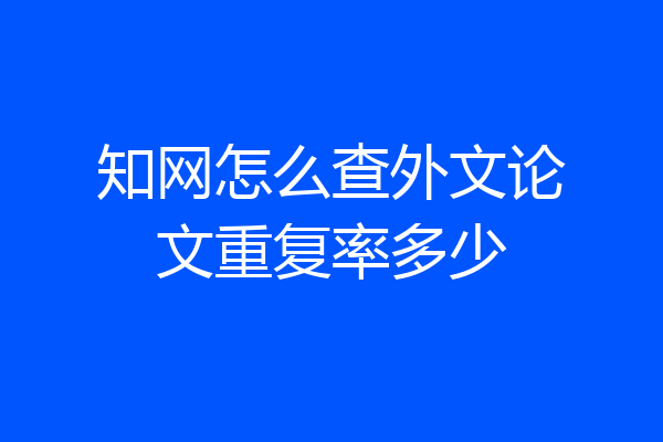 知网怎么查外文论文重复率多少