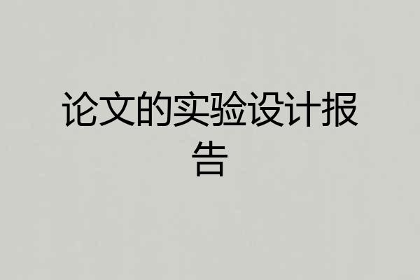 论文的实验设计报告