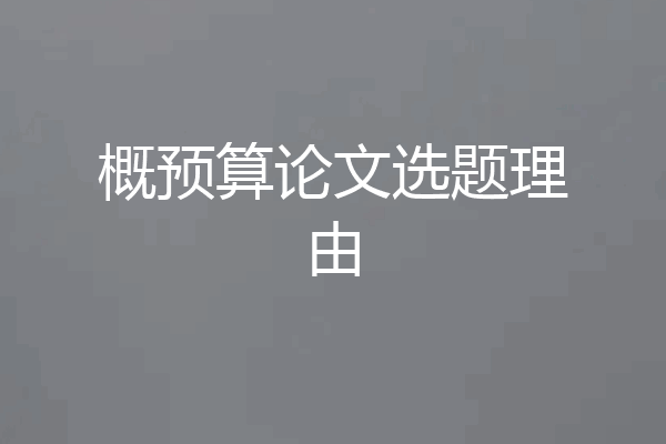 概预算论文选题理由