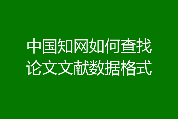 中国知网如何查找论文文献数据格式
