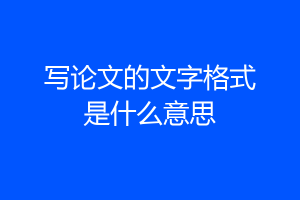 写论文的文字格式是什么意思