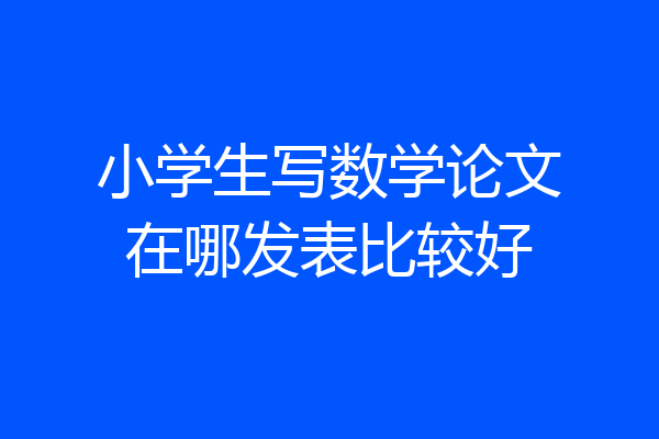 小学生写数学论文在哪发表比较好
