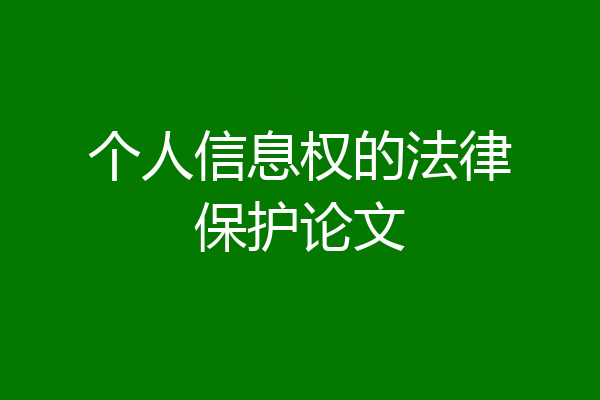 个人信息权的法律保护论文