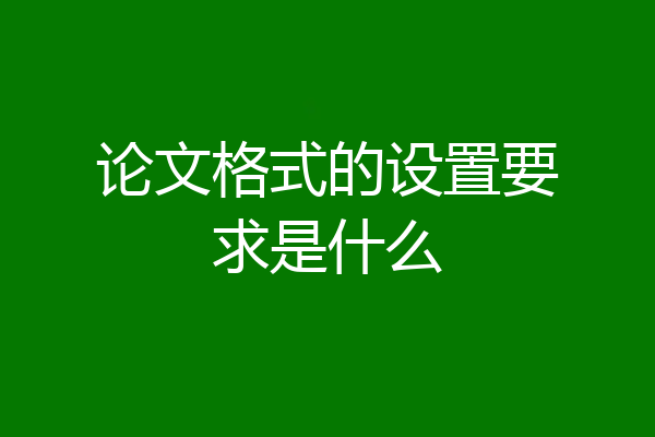 论文格式的设置要求是什么