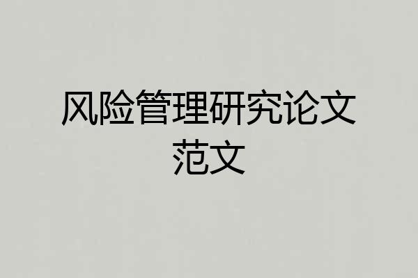 风险管理研究论文范文