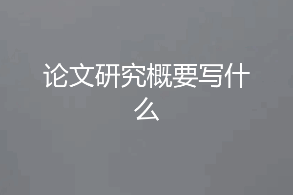论文研究概要写什么
