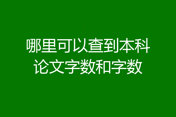 哪里可以查到本科论文字数和字数