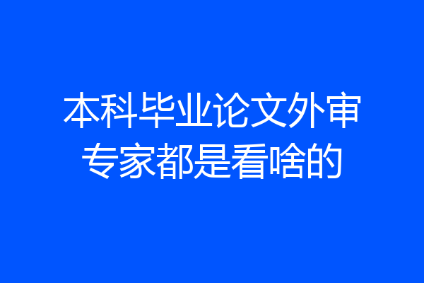 本科毕业论文外审专家都是看啥的