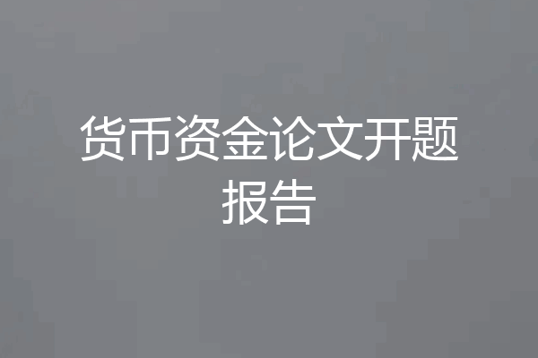 货币资金论文开题报告